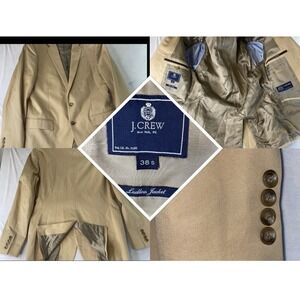 J Crew Ludlow Blazer Mens 38S Khaki Tan Cotton Wedding Suit Jacket Crespi Italy